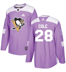 Men's Adidas Pittsburgh Penguins #28 Ian Cole Authentic Purple Fights Cancer Practice NHL Jersey