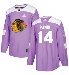 Youth Adidas Chicago Blackhawks #14 Richard Panik Authentic Purple Fights Cancer Practice NHL Jersey