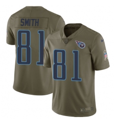 Men's Nike Tennessee Titans #81 Jonnu Smith Limited Olive 2017 Salute to Service NFL Jersey