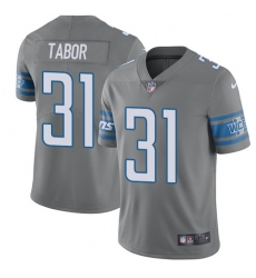 Men's Nike Detroit Lions #31 Teez Tabor Limited Steel Rush Vapor Untouchable NFL Jersey