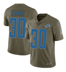 Youth Nike Detroit Lions #30 Teez Tabor Limited Olive 2017 Salute to Service NFL Jersey