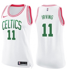 Women's Nike Boston Celtics #11 Kyrie Irving Swingman White/Pink Fashion NBA Jersey