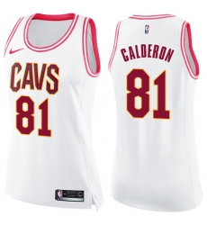 Women's Nike Cleveland Cavaliers #81 Jose Calderon Swingman White/Pink Fashion NBA Jersey