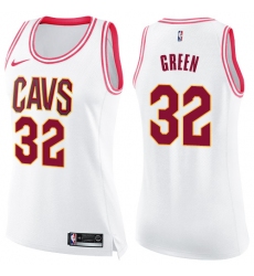 Women's Nike Cleveland Cavaliers #32 Jeff Green Swingman White/Pink Fashion NBA Jersey