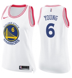 Women's Nike Golden State Warriors #6 Nick Young Swingman White/Pink Fashion NBA Jersey