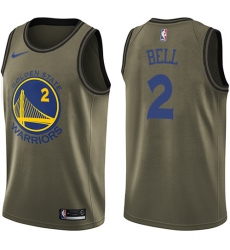 Youth Nike Golden State Warriors #2 Jordan Bell Swingman Green Salute to Service NBA Jersey