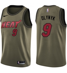 Men's Nike Miami Heat #9 Kelly Olynyk Swingman Green Salute to Service NBA Jersey