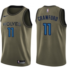 Men's Nike Minnesota Timberwolves #11 Jamal Crawford Swingman Green Salute to Service NBA Jersey