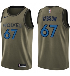 Youth Nike Minnesota Timberwolves #67 Taj Gibson Swingman Green Salute to Service NBA Jersey