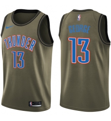 Men's Nike Oklahoma City Thunder #13 Paul George Swingman Green Salute to Service NBA Jersey