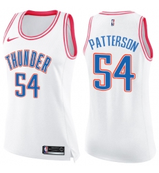 Women's Nike Oklahoma City Thunder #54 Patrick Patterson Swingman White/Pink Fashion NBA Jersey