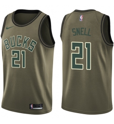 Youth Nike Milwaukee Bucks #21 Tony Snell Swingman Green Salute to Service NBA Jersey