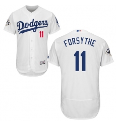 Men's Majestic Los Angeles Dodgers #11 Logan Forsythe Authentic White Home 2017 World Series Bound Flex Base MLB Jersey