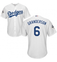 Men's Majestic Los Angeles Dodgers #6 Curtis Granderson Replica White Home 2017 World Series Bound Cool Base MLB Jersey