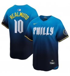 Men's Philadelphia Phillies #10 JT Realmuto Blue 2024 City Connect Limited Stitched Jersey