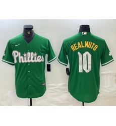 Men's Philadelphia Phillies #10 JT Realmuto Kelly Green Cool Base Jersey