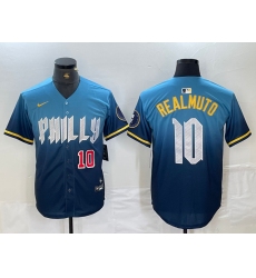 Men's Philadelphia Phillies #10 JT Realmuto Number Blue 2024 City Connect Limited Stitched Jerseys