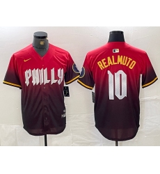 Men's Philadelphia Phillies #10 JT Realmuto Red 2024 City Cool Base Jersey