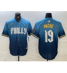 Men's Philadelphia Phillies #19 Cristian Pache Blue 2024 City Connect Limited Stitched Jersey