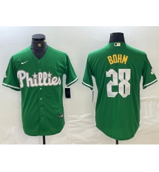 Men's Philadelphia Phillies #28 Alec Bohm Kelly Green Cool Base Jersey