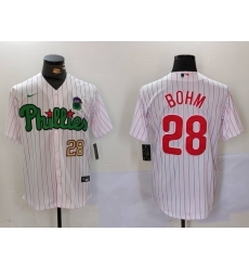 Men's Philadelphia Phillies #28 Alec Bohm White Green Cool Base Stitched Jerseys