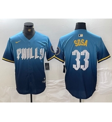 Men's Philadelphia Phillies #33 Edmundo Sosa Blue 2024 City Connect Limited Stitched Jersey