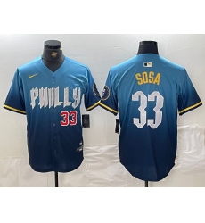 Men's Philadelphia Phillies #33 Edmundo Sosa Blue 2024 City Connect Limited Stitched Jerseys