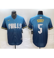 Men's Philadelphia Phillies #5 Bryson Stott Blue 2024 City Cool Base Stitched Jersey