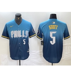 Men's Philadelphia Phillies #5 Bryson Stott Blue 2024 City Player Number Cool Base Stitched Jersey