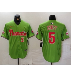 Men's Philadelphia Phillies #5 Bryson Stott Number Green With Stitched Cool Base Nike Jersey