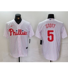 Men's Philadelphia Phillies #5 Bryson Stott White Pinstripe Stitched Cool Base Jersey