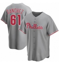 Men's Philadelphia Phillies #61 Cristopher Sanchez Gray Cool Base Stitched Jersey