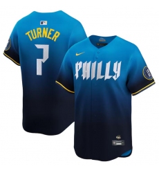 Men's Philadelphia Phillies #7 Trea Turner Blue 2024 City Connect Limited Stitched Jersey