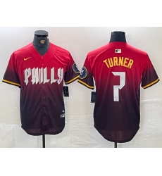 Men's Philadelphia Phillies #7 Trea Turner Red 2024 City Cool Base Jersey