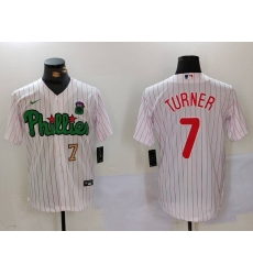 Men's Philadelphia Phillies #7 Trea Turner White Green Cool Base Stitched Jerseys