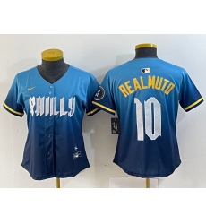 Women's Philadelphia Phillies #10 JT Realmuto Blue 2024 City Connect Limited Stitched Jersey