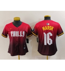 Women's Philadelphia Phillies #16 Brandon Marsh Red 2024 City Connect Limited Jersey