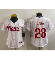 Women's Philadelphia Phillies #28 Alec Bohm White Cool Base Jersey