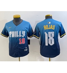 Youth Philadelphia Phillies #18 Johan Rojas Blue 2024 City Connect Limited Stitched Jerseys