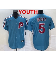 Youth Philadelphia Phillies #5 Bryson Stott Blue Cool Base Stitched Jersey