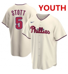 Youth Philadelphia Phillies #5 Bryson Stott Cream Cool Base Stitched Baseball Jersey