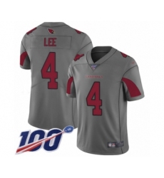 Men's Arizona Cardinals #4 Andy Lee Limited Silver Inverted Legend 100th Season Football Jersey