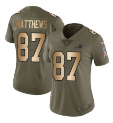 Women's Nike Buffalo Bills #87 Jordan Matthews Limited Olive/Gold 2017 Salute to Service NFL Jersey
