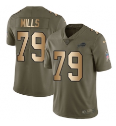 Men's Nike Buffalo Bills #79 Jordan Mills Limited Olive/Gold 2017 Salute to Service NFL Jersey