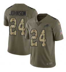 Youth Nike Buffalo Bills #24 Leonard Johnson Limited Olive/Camo 2017 Salute to Service NFL Jersey