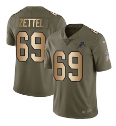 Men's Nike Detroit Lions #69 Anthony Zettel Limited Olive/Gold Salute to Service NFL Jersey