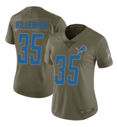 Women's Nike Detroit Lions #35 Miles Killebrew Limited Olive 2017 Salute to Service NFL Jersey