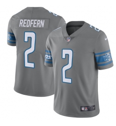 Men's Nike Detroit Lions #2 Kasey Redfern Elite Steel Rush Vapor Untouchable NFL Jersey