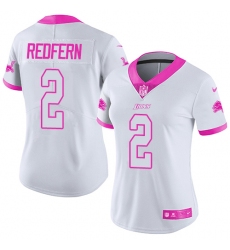 Women's Nike Detroit Lions #2 Kasey Redfern Limited White/Pink Rush Fashion NFL Jersey