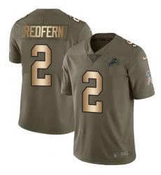 Youth Nike Detroit Lions #2 Kasey Redfern Limited Olive/Gold Salute to Service NFL Jersey